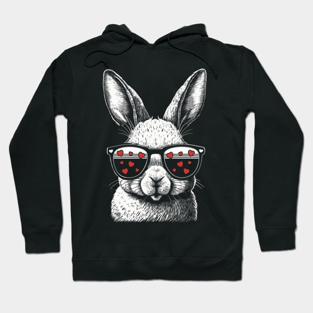 Bunny With Sunglasses Easter Rabbit Hoodie by Apocatnipse Meow